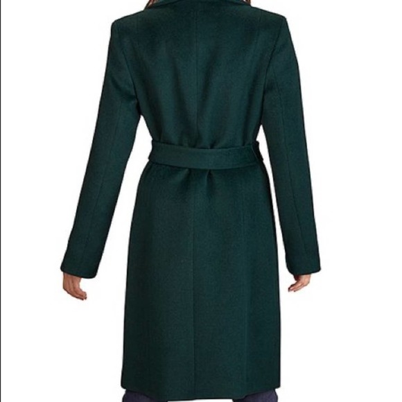 NWT Cole Haan Belted Wrap Coat Petroleum size 4 long - Picture 2 of 12